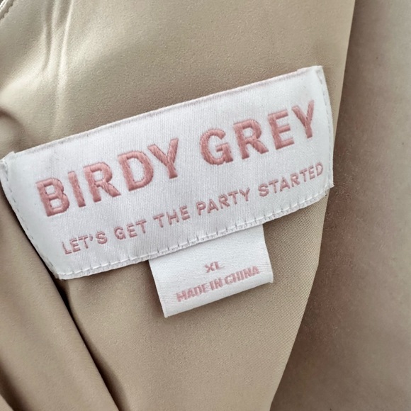 Birdy Grey One-Shoulder Satin Gown in Champagne Gold - Picture 6 of 7